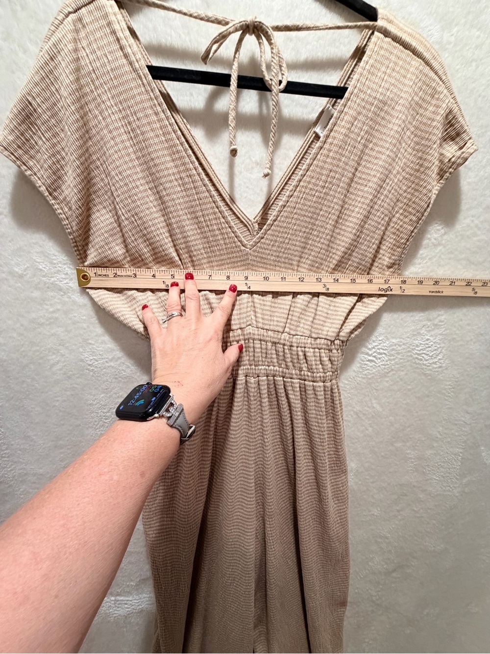 By Together Taupe Wide Leg Jumpsuit Pockets Made USA Small - Picture 7 of 15